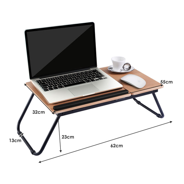 Opklapbaar laptopbureau met kantelbaar blad, 4-standen, zwart