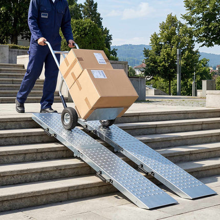Folding Loading Ramps, 400 KG Capacity, 2-Pack, Silver