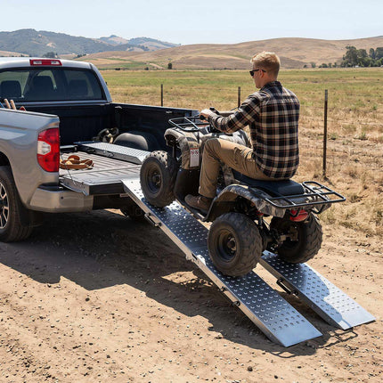 Folding Loading Ramps, 400 KG Capacity, 2-Pack, Silver