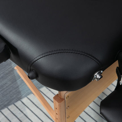 Portable folding massage table, adjustable height, black