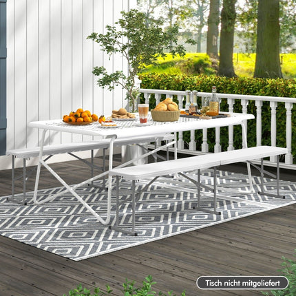 Folding Outdoor Bench, 182 cm, White, Portable & Durable