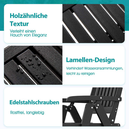 Skládací venkovní židle, černý HDPE, nosnost 150kg