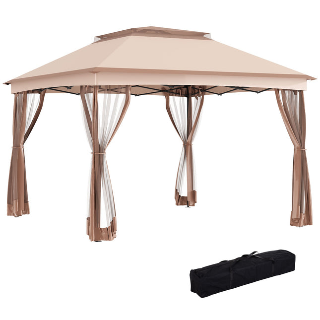 Pop-up zahradní stan s bočními stěnami, khaki, 3.25x3.25x2.65M