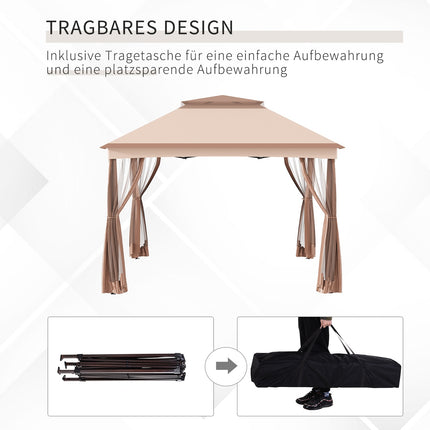 Pop-up zahradní stan s bočními stěnami, khaki, 3.25x3.25x2.65M