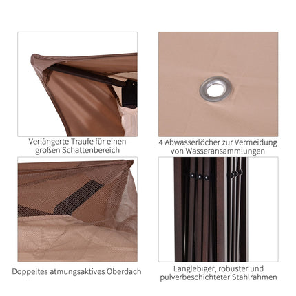 Pop-up zahradní stan s bočními stěnami, khaki, 3.25x3.25x2.65M