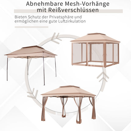 Pop-up zahradní stan s bočními stěnami, khaki, 3.25x3.25x2.65M