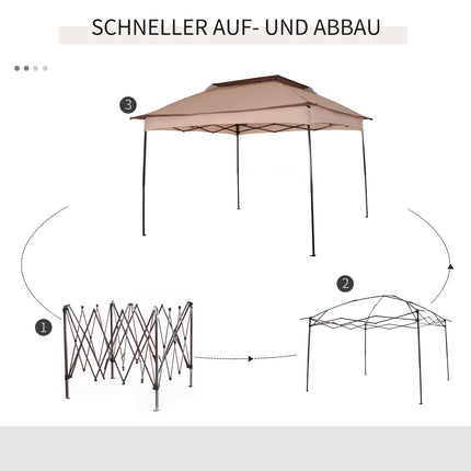 Pop-up zahradní stan s bočními stěnami, khaki, 3.25x3.25x2.65M