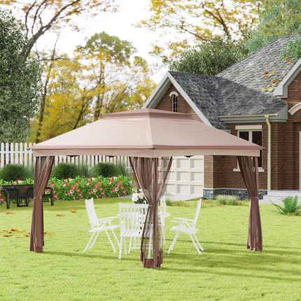 Pop-up zahradní stan s bočními stěnami, khaki, 3.25x3.25x2.65M