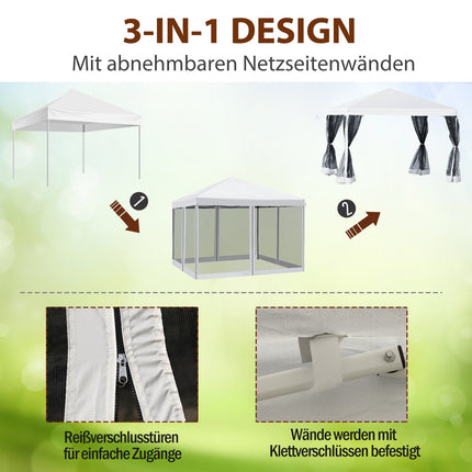 Folding gazebo tent, 3x3M, Creme White, Side walls and Bag
