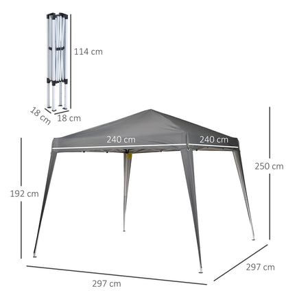 Skládací party stan s přepravní taškou, 2.4x2.4M ocelově šedá