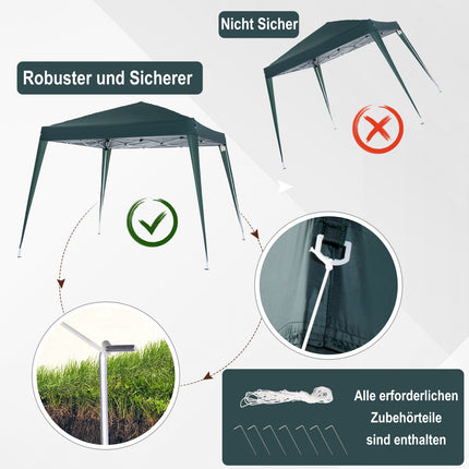 Skládací ocelový pavilon s taškou na přenášení, 2.4x2.4M, zelený