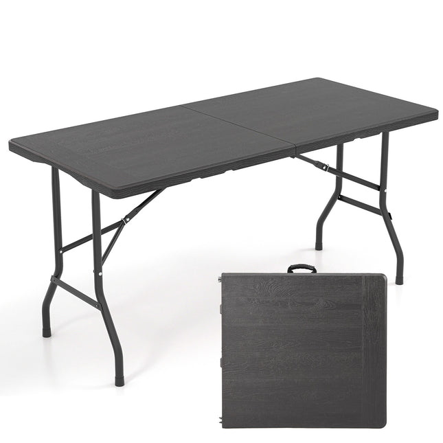 Opklapbare picknicktafel, HDPE met houtnerfstructuur, 152x70cm