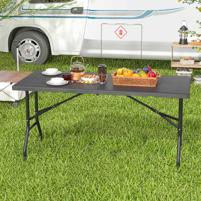 Opklapbare picknicktafel, HDPE met houtnerfstructuur, 152x70cm