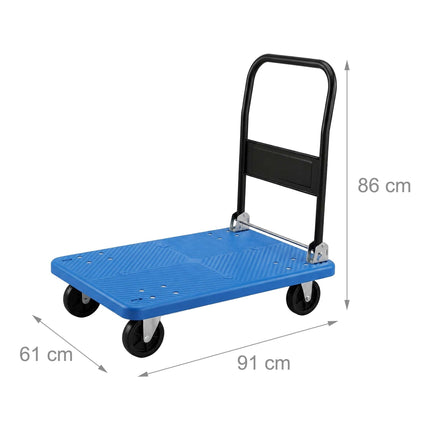 Skládací plošinový vozík, nosnost 300kg - modrá