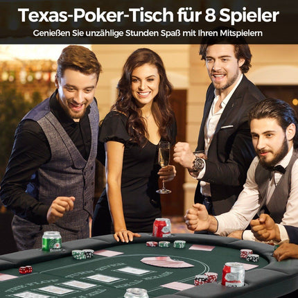 Folding Poker Table for 8 Players with Cup Holders