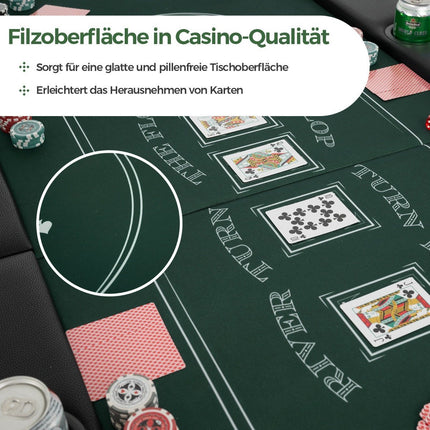 Folding Poker Table for 8 Players with Cup Holders