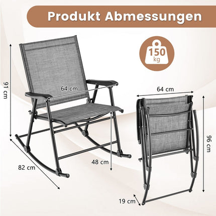 Faltbare Schaukelstühle 2er-Set, atmungsaktiver Stoff, Metallrahmen