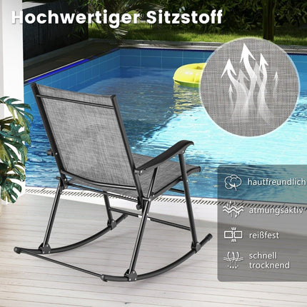 Faltbare Schaukelstühle 2er-Set, atmungsaktiver Stoff, Metallrahmen