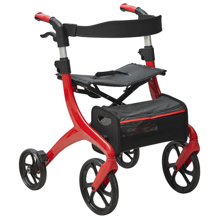 Folding Rollator Walker With Seat, 4-Wheel, 300 lb