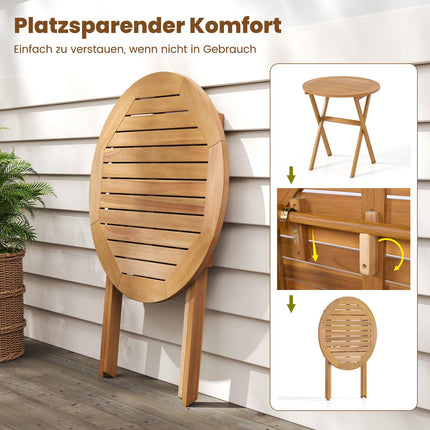 Skládací kulatý zahradní stůl z akátového dřeva, průměr 67 cm