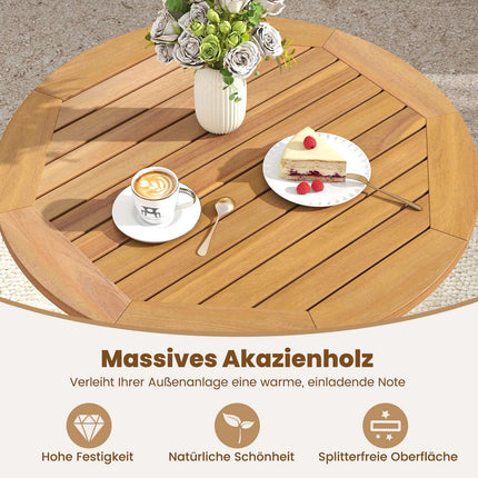 Skládací kulatý zahradní stůl z akátového dřeva, průměr 67 cm