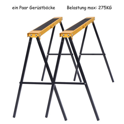 Folding Sawhorse Set, 275kg Capacity, Metal Frame