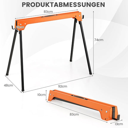 Sada skládacích koz, kovový rám, nosnost 600kg, oranžová