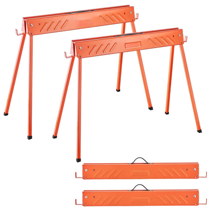 Folding Sawhorses 2-Pack, 660 lb, Steel, Non-Slip Feet
