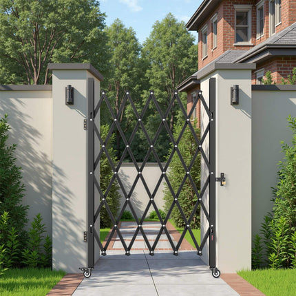 Folding Security Gate, Lockable Casters, 126 x 197.5 cm
