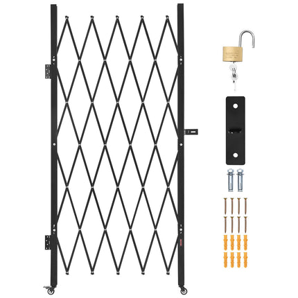 Folding Security Gate, Lockable Casters, 126 x 197.5 cm