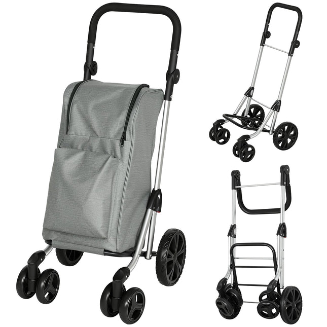 Faltbarer Einkaufstrolley, 46L Tasche, Kühlfach, Verstellbarer Griff