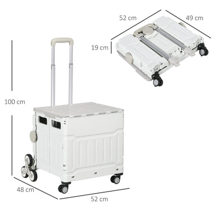 Skládací nákupní vozík, teleskopická rukojeť, schodišťový, nosnost 80 kg, bílá