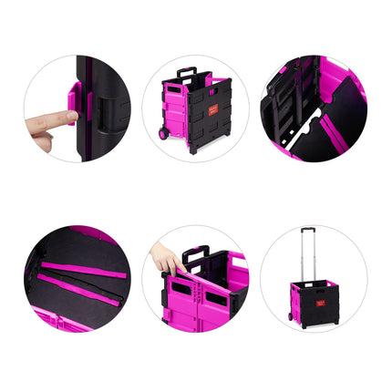 Folding Shopping Trolley with Wheels, 35kg Capacity