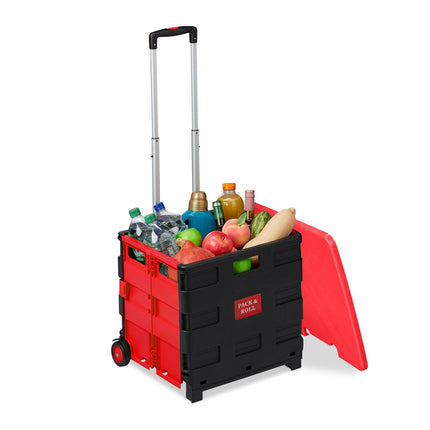 Folding Shopping Trolley with Wheels, 35kg Capacity