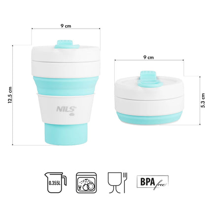 Folding Silicone Cup, 355ml, Mint Color
