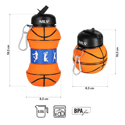 Skládací silikonový kelímek 550ml – basketbalový motiv