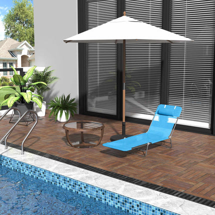 Folding Sun Lounger with Cushion, Adjustable Backrest, Blue