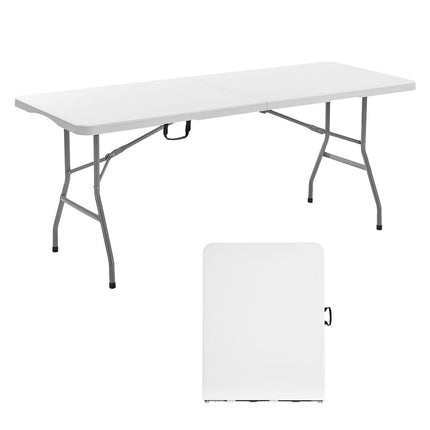 Folding Table, 6 Ft HDPE Portable Utility Table, Handle