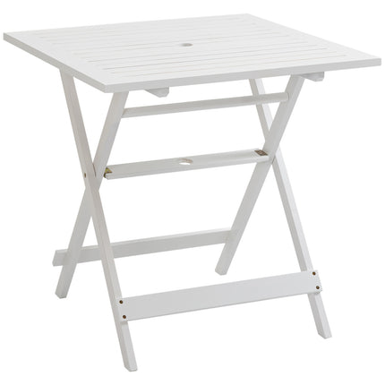 Skládací odkládací stolek s držákem na slunečník, topolové dřevo, 70cm