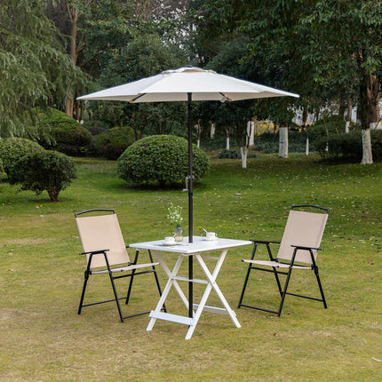 Skládací odkládací stolek s držákem na slunečník, topolové dřevo, 70cm