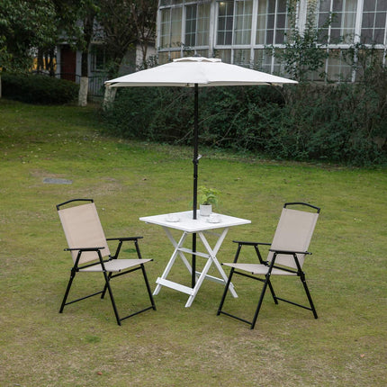 Skládací odkládací stolek s držákem na slunečník, topolové dřevo, 70cm