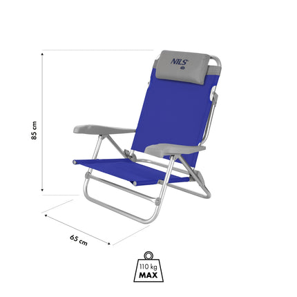 Skládací turistická židle, modrošedá, kompaktní design