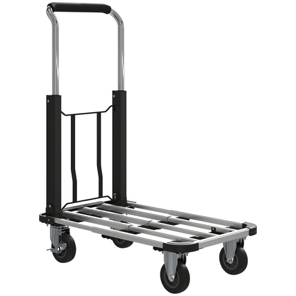 Skládací přepravní vozík, nosnost 150kg, nastavitelná rukojeť, černá