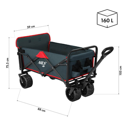 Skládací přepravní vozík, antracitová, objem 160L
