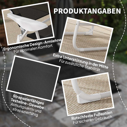 Skládací zahradní lehátko odolné povětrnosti, nastavitelná opěrka