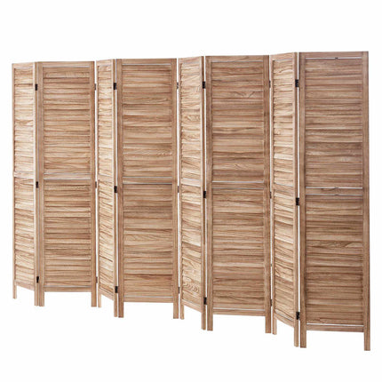 Folding Wood Room Divider, 8 Panel 66.9 In Louvered Screen