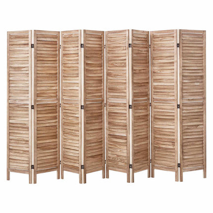 Folding Wood Room Divider, 8 Panel 66.9 In Louvered Screen