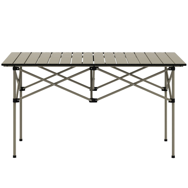 Skládací hliníkový kempingový stolek – lehký, 95 x 55 cm, khaki