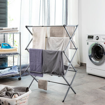 Skládací a rozšiřitelný kovový sušák na prádlo se 3 patry Cloxy InnovaGoods, 11 tyčí