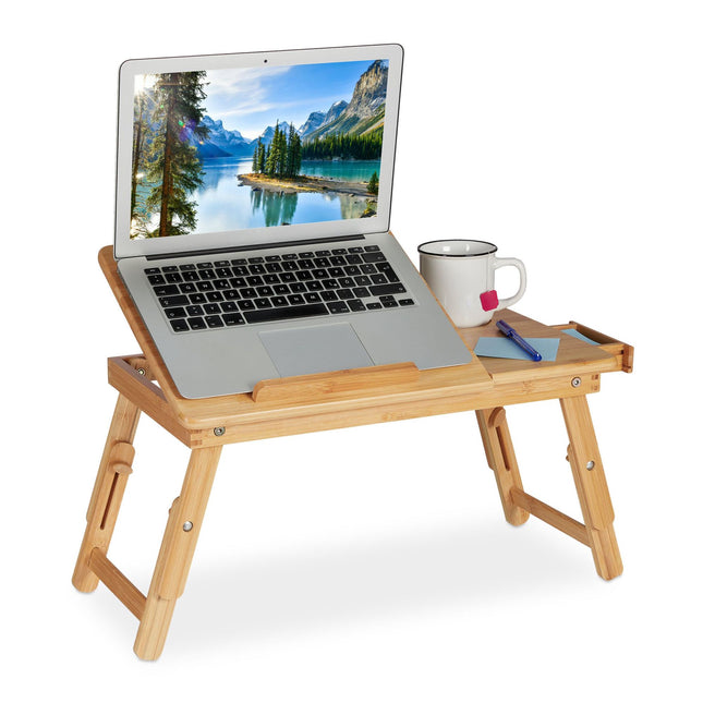 Folding bamboo laptop table